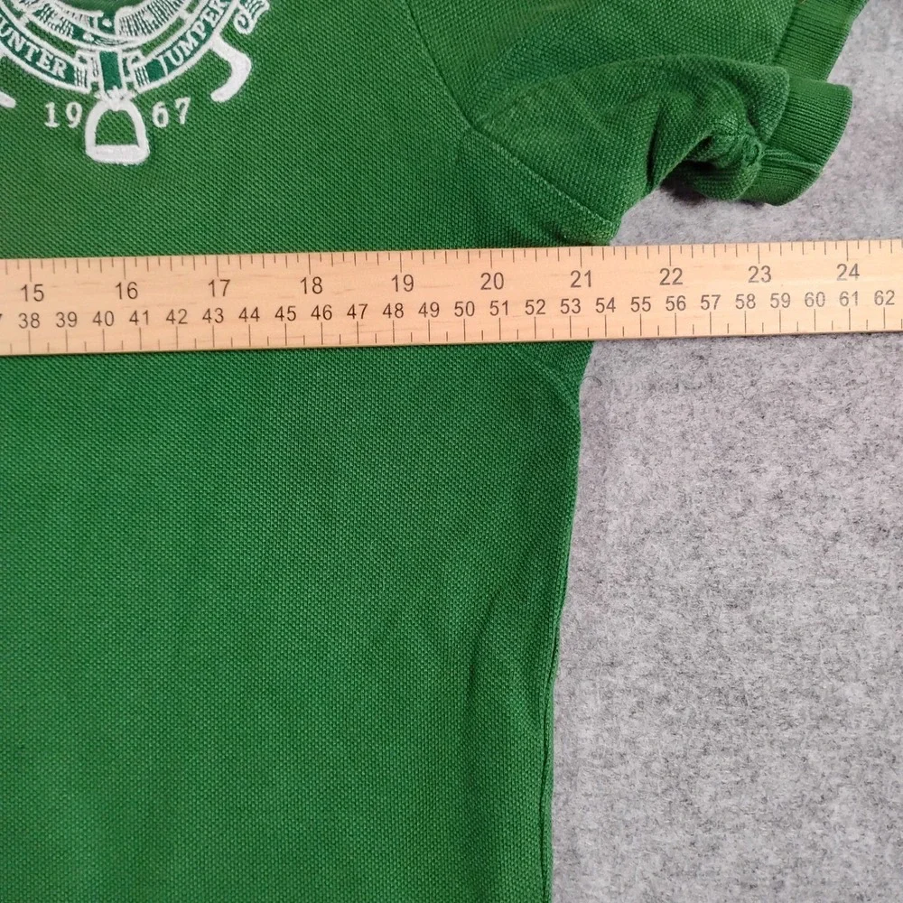 VTG Polo Ralph Lauren Men Green Custom Fit Hunter Jumper Crest Polo Shirt Size M